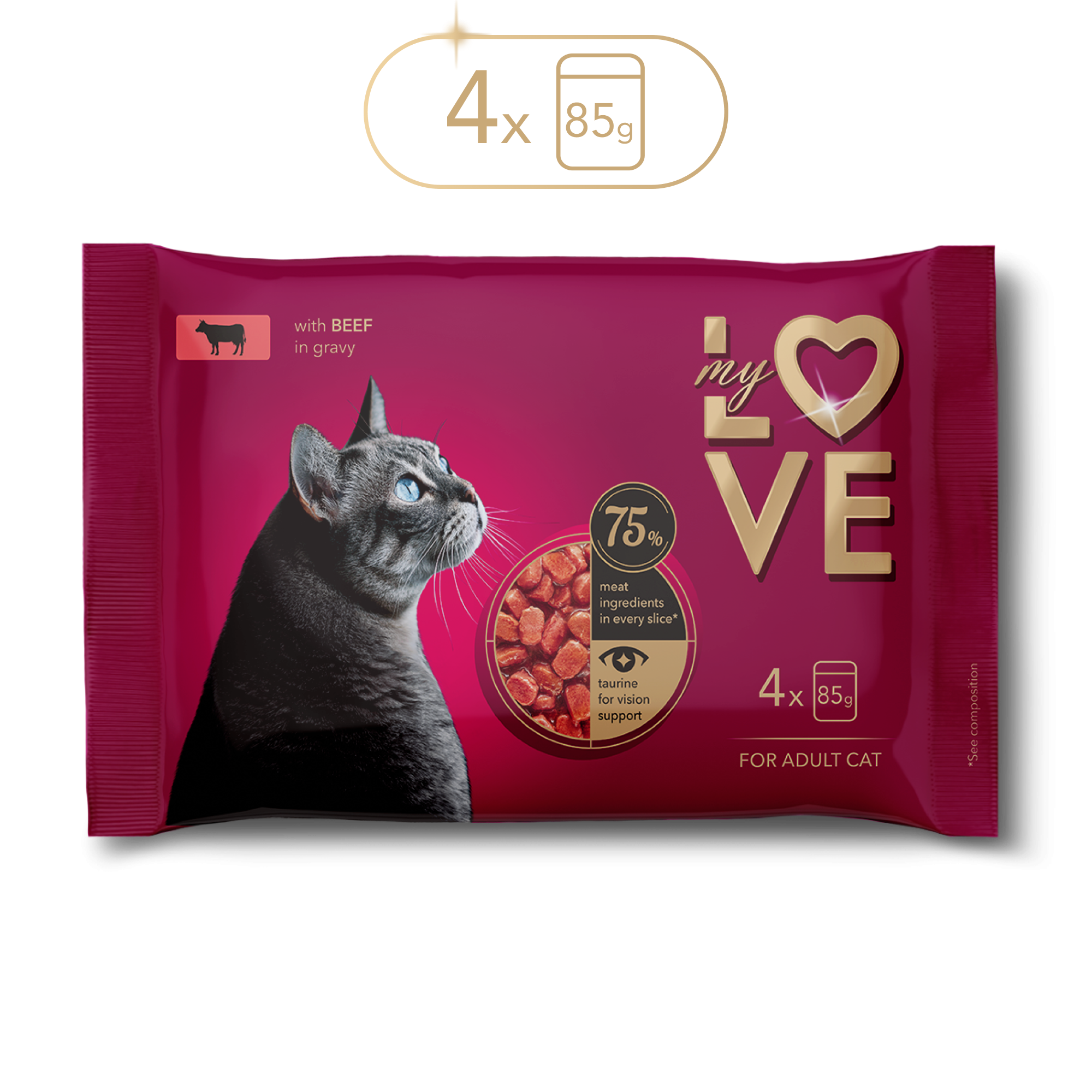 My Love пауч за мачки – со говедско месо во сос